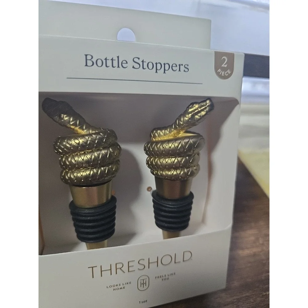 Threshold Gold Snake Bottle Stoppers Set of 2 Wine‎ Bottle Stoppers New in Box